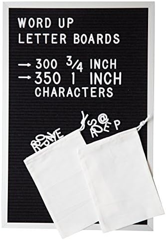 Word Up 12x18 Felt Letter Board with Silver-Colored Aluminum Frame and Black Felt with 3/4" and 1" Characters