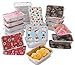 ienjoyware Christmas Treat Foil Containers, Set of 24 (24) - 4 Holiday Designs, Snowman Festive Cover Print, Aluminum Food Containers for Gifts of Homemade Treats, Secure Closing to Keep Fresh