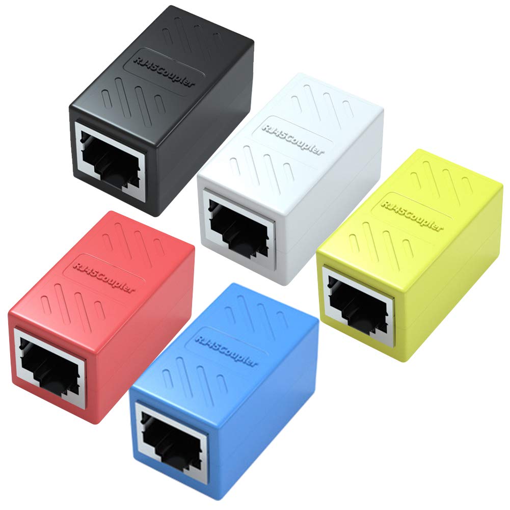 Yeung Qee RJ45 Coupler 5 Pack RJ45 Coupler Ethernet Extension, for Cat7/Cat6/Cat5e/Cat5 Ethernet Cable - Network Cable Coupler Female to Female (color)