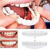 Snap Instant and Confident on Smile 2Pcs Comfort Fit Flex Cosmetic Teeth Denture Teeth Top Cosmetic Veneer (1Pc Top+1Pc Bottom+2pc Adhesive)