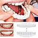 Snap Instant and Confident on Smile 2Pcs Comfort Fit Flex Cosmetic Teeth Denture Teeth Top Cosmetic Veneer (1Pc Top+1Pc Bottom+2pc Adhesive)