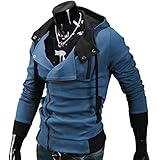 PAUL JONES Mens Hoodies Oblique Zip Coat Sweatshirt Steel Blue(XL)