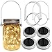 Homeleo 4 Pack 20 Led Warm White Waterproof Solar Mason Jar Light Lid with Hangers for Regular Mouth Mason Jar Outdoor Garden Backyard Christmas Halloween Decoration(Jars Not Included)