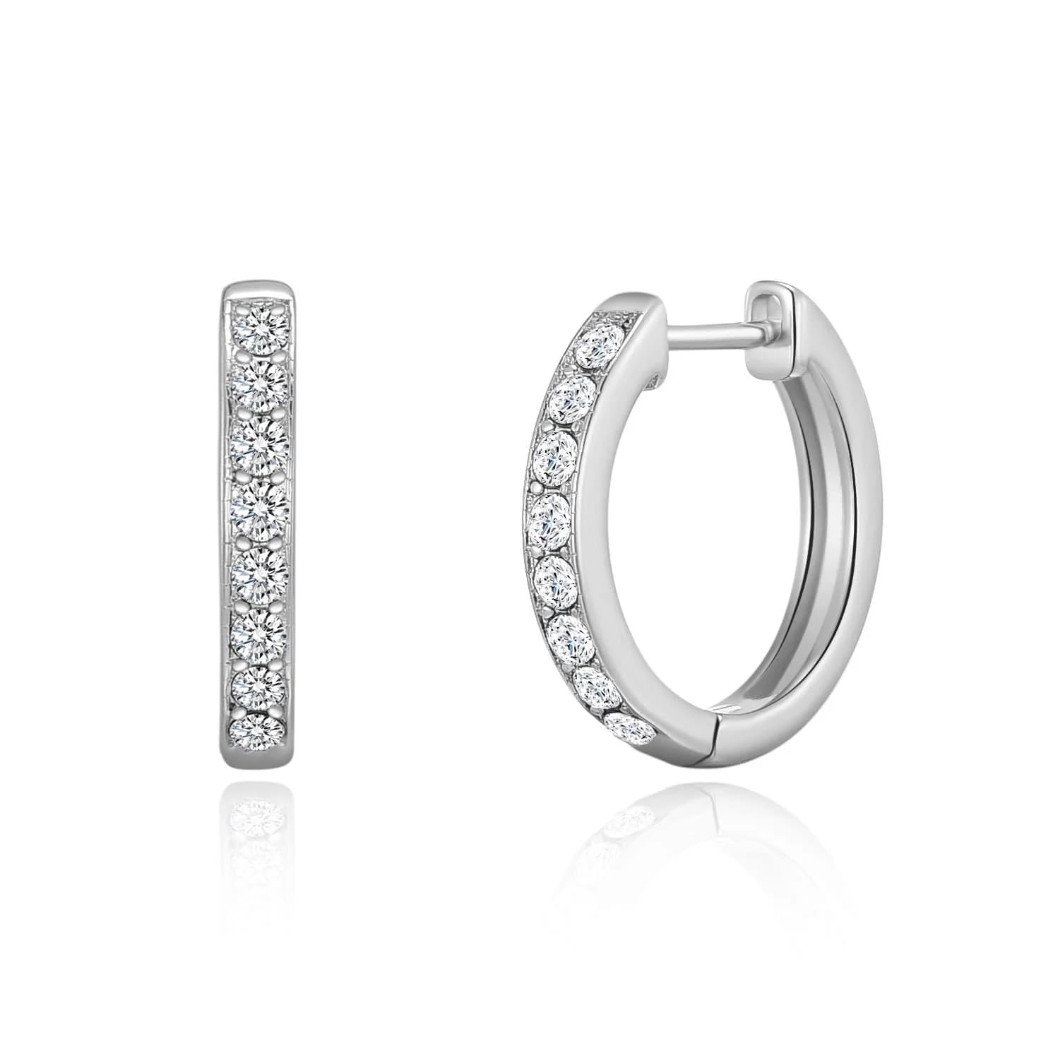 Philip Jones Silver Plated Hoop Earrings Created with Zircondia® Crystals