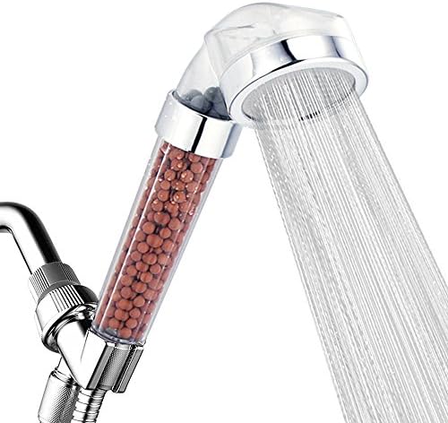 High Pressure Shower Head Ionic Filtration, Detachable Luxury Rainfall Hand Held Showerhead, Natural Energy Beads with Filter for Hard Water, Fit Dry Skin and Hair, Bathroom Accessories Chrome Finish