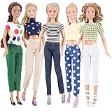E-TING 5 Set Doll Clothes Casual Wear Outfit 5 Tops 5 Trousers Pants for 11.5 inches Girl Doll