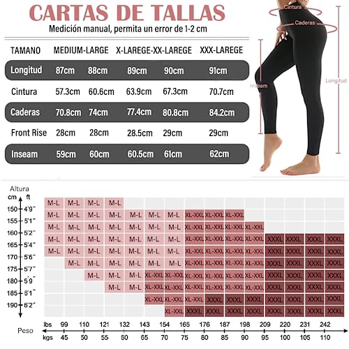 OPUEW Paquete de 3 Leggins Deportivos Mujer, Pantalones de Yoga con Control de Abdomen, Cintura Alta