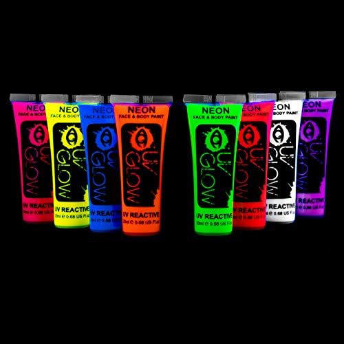UV Glow Blacklight Face and Body Paint 0.68oz - Set of 8 Tubes - Neon ...