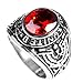 HIJONES Men's Stainless Steel United States Army Ring with Stone
