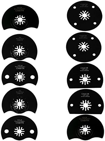 CNBTR Black Universal Oscillating Saw Blades Semicircle &amp; Circular Saw Blades Multitool Set of 10