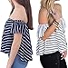 BOBIBI Women's Blouse Off Shoulder Striped Summer Casual Shirt Tops