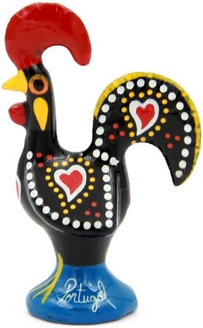 Traditional Portuguese Aluminum Rooster Galo de Barcelos (2" Tall, Black)