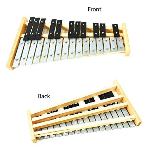 Professional Wooden Soprano Glockenspiel Xylophone with 25 Metal Keys for Adults and Kids