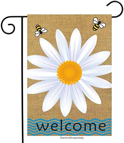 Briarwood Lane Daisy Welcome Spring Burlap Garden Flag Floral Bees 12.5" x 18"