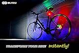 BLITZU Cyborg LED Bike Wheel Lights, Best Present Gift Ideas for kids, Men and Women. Fun Bicycle Spokes and Rims Safety Warning Light. Colorful Cycling Tire Accessories, Headlight or Tail light.