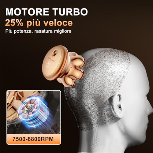 MAXGROOM 7D Shaver Head Bald 2 Speed 7500RPM & 8800RPM, 2026 Electric Shaver Men's Hair Shaver for Men Absolute Zero Hair, Shaver Hair, Gift for Dad and Husband (Gold)