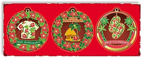 Hawaiian Mele Times 3-Pack Collectible Metal Christmas Ornaments