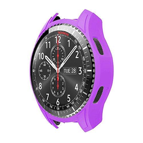 Case for Gear S3 Frontier SM-R760, Silicone Shock-proof and Shatter-resistant Protective Band Cover Case for Samsung Gear S3 Frontier SM-R760 Smart Watch (Purple)