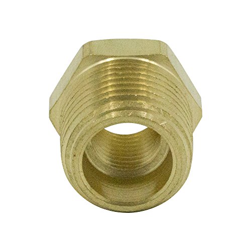 Legines Brass Pipe Fitting, 3/4" NPT Male x 3/8" NPT Female Hex Bushing (Pack of 2)