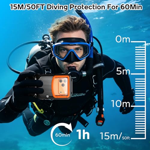 WindRen Funda Impermeable Móvil Compatible con iPhone 17/17 Air/17 Pro/17 Pro Max/16/16 Plus/16 Pro/16 Pro Max/15/14, Tamaños Universales [5,4-6,9 Pulgadas], IP68, para Buceo, 15 m/50 pies
