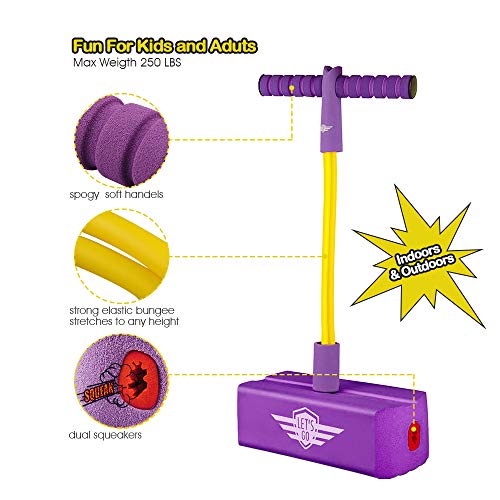 dmazing Girls Toys Age 4-5, Foam Pogo Stick Jumper for Kids Christmas Xmas Gifts for Birthday Presents Gifts for 3-12 Year Old Girls Toys Age 3-12 Stocking Stuffers Stocking Fillers Purple DDUSFPJ03