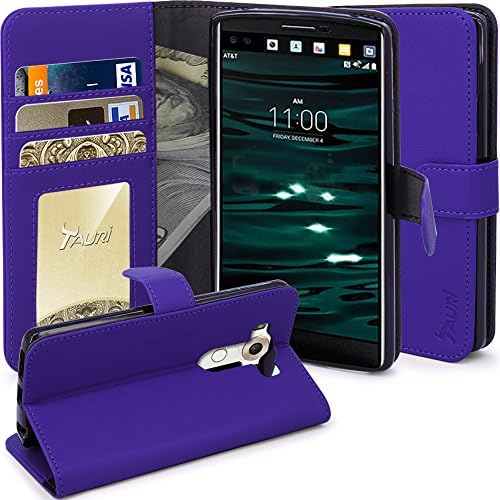 LG V10 Case, TAURI [Stand Feature] Wallet Leather Case with Stand, ID & Credit Card Pockets Flip Cover Protective Case For LG V10 - Purple