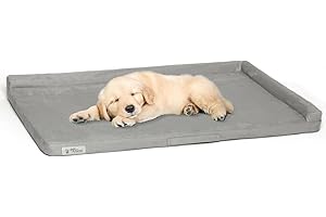 PetFusion PuppyChoice Dog Crate Bed | Durable Microsuede Cover, Solid Foam, Waterproof Liner | Removable Washable Crate Pad Cover. Replacements Covers & Blankets Also Avail | 1 Year Warr. Grey