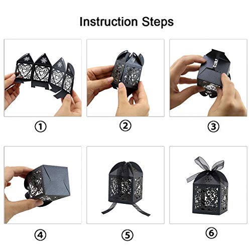 COTOPHER 100 Pack Love Heart Laser Cut Candy Boxes Wedding Party Favor Boxes Small Gift Boxes for Wedding Bridal Shower Baby Shower Birthday Party (100, Navy)