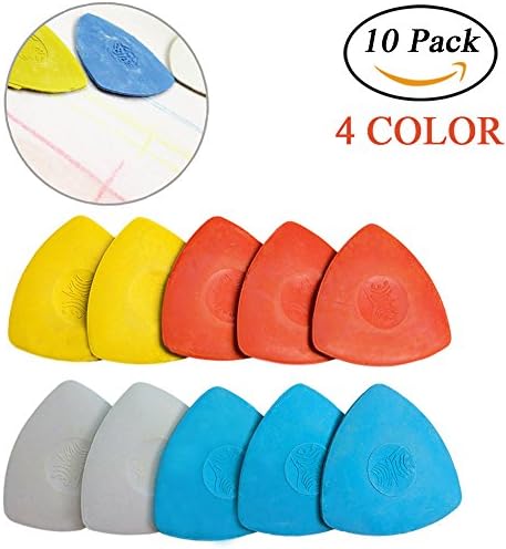 RJHome 10 Pieces Triangle Tailors Chalk Sewing Notions Fabric Crafting Quilting Marking (WHITE/YELLOW/RED/BLUE) (4 Color)