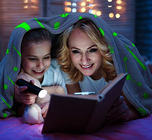 Throw Blanket Glow in The Dark Galaxy Stars Bed Blankets Lightweight Flannel Fleece Blanket for Boys Girls Luminous Blanket for Bed Couch Crib Stroller Ideal Gift Choice for Kids 50 x 60 Inches - Grey