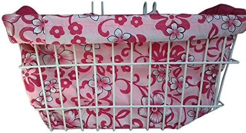Bike Basket Liner Pink Hibiscus - Rectangular