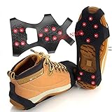 JSHANMEI Ice & Snow Grips Ice Spikers Grippers Crampon Cleats Traction Cleat Rubber Spikes Anti Slip 10-Stud Crampons Slip-on Stretch Footwear