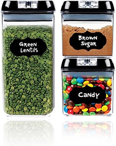 Food Storage Containers with Lids - by Simple Gourmet. 3-Piece Set of BPA Free Air Tight Food Containers for Pantry Organization and Storage. Includes BONUS 8 Free Labels to Identify Contents…