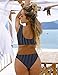 BMJL Women's Sexy Detachable Padded Cutout Push Up Striped Bikini Set Bow Tie Two Piece Swimsuit(L,Royal Blue)