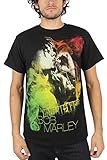 Bob Marley Guitar Smoke Adult Men's Black T-Shirt