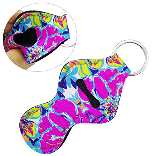 image for Grosun 12 Pieces Chapstick Holder Keychain Holder Neoprene Lipstick Ho