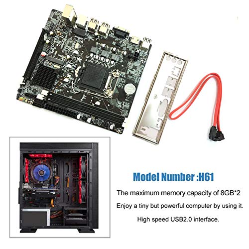Qewmsg H61 Desktop Computer Mainboard Motherboard 1155 Pin CPU Interface USB2.0