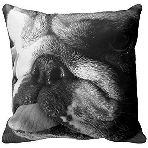 Black And White English Bulldog Puppy Pillow Cover For Living Room, Sofa, Etc