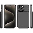 Battery Case for iPhone 15 Pro Max, 10000mAh Charging case for iPhone15 Pro Max, Slim Portable Power Bank Extended Rechargeable Charger Case Battery Pack (for iPhone 15 Pro Max (6.7 inch)) Black