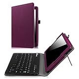 Fintie Verizon Ellipsis 8 HD Keyboard Case (2016 release) - Slim Fit PU Leather Stand Cover with [All-ABS Hard Material] [Long Life Battery] Removable Wireless Bluetooth Keyboard, Purple