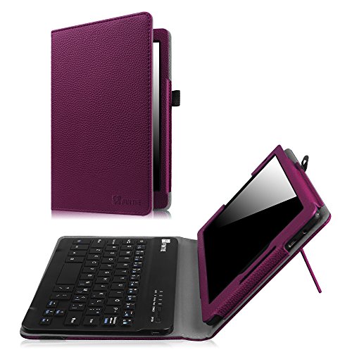 Fintie Verizon Ellipsis 8 HD Keyboard Case (2016 release) - Slim Fit PU Leather Stand Cover with [All-ABS Hard Material] [Long Life Battery] Removable Wireless Bluetooth Keyboard, Purple