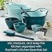 Rachael Ray Tools and Gadgets Mix and Measure Cooking / Baking Prep Set with Mixing Bowls, Measuring Cups, and Tools - 10 Piece, Light Blue and Teal
