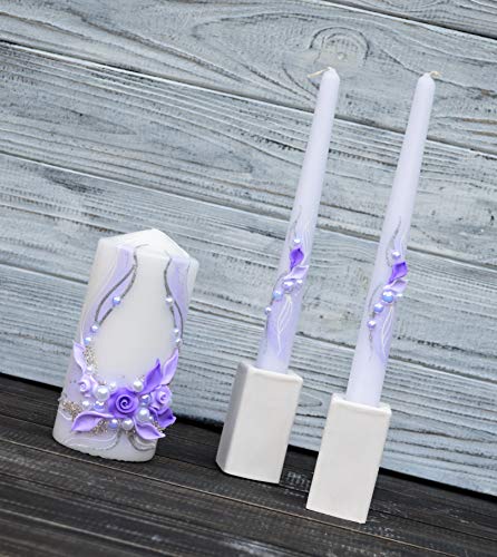 Magik Life Unity Candle Set for Wedding - Wedding décor & Wedding Accessories - Candle Sets Violet Wave