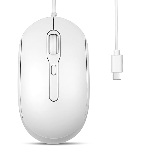 Perixx PERIMICE-222CW USB Type C Wired Optical Mouse, Adjustable DPI 1200/1600/2000, Silent Click, 5.9 Ft Cable, Compatible with Tablets Laptops PCs, White - Amazon deal for $8.99