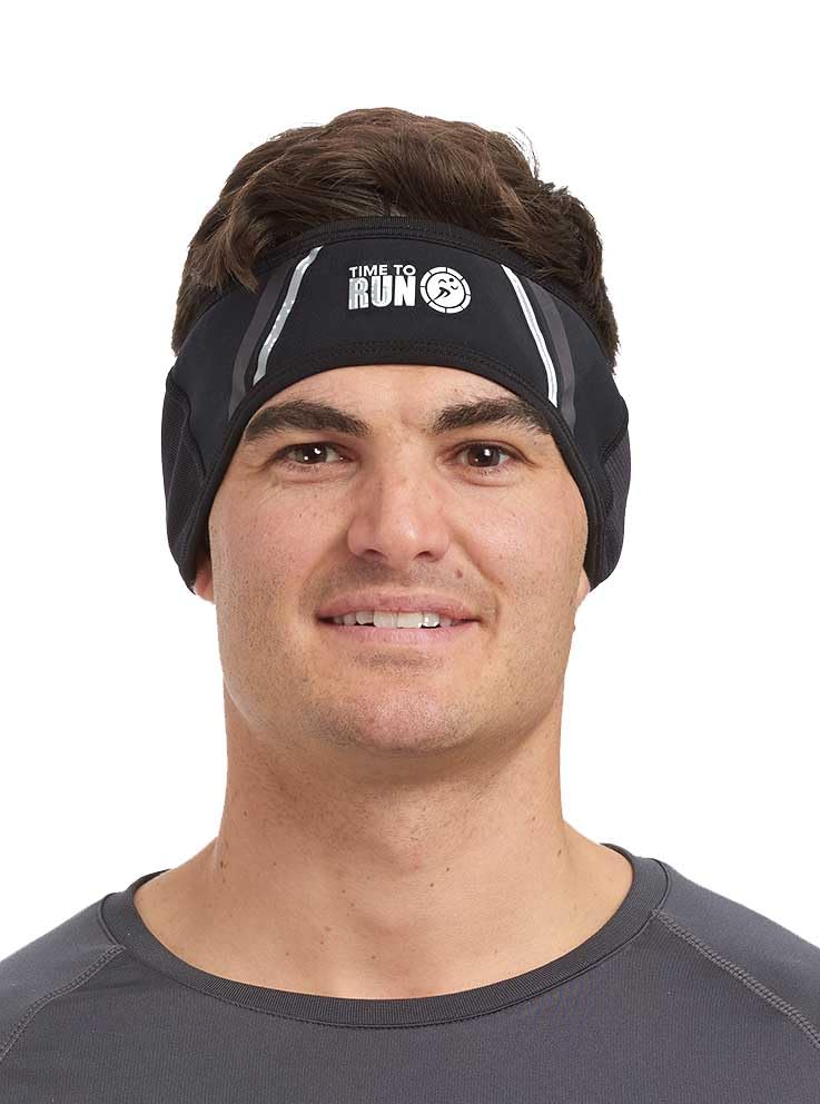 Running Headband For Men & Women - Lightweight Windproof Thermal Quick Dry Wicking Reflective Print Black