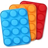 Cozihom Silicone Muffin Pan, Cupcake Pan, 12 Cups, Food Grade Egg Muffin Baking Silicone Molds, Non-Stick & BPA Free, 3 PCS