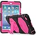 iPad Mini Case, SEYMAC Three Layer Heavy Duty Rugged Soft Silicone Hard Bumper Shockproof Protective Case with Stand Compatible with iPad Mini 1st/ 2nd/ 3rd Gen(Black/Pink)