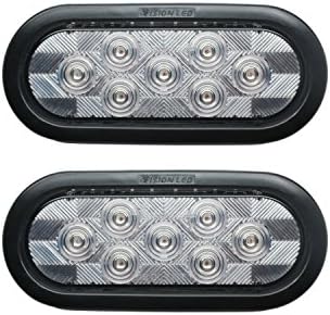Leading Edge Lighting Pair of 6" Oval White LED with Clear Lens Back Up Light Grommet Mount Trailer Truck RV Light (Two kits)