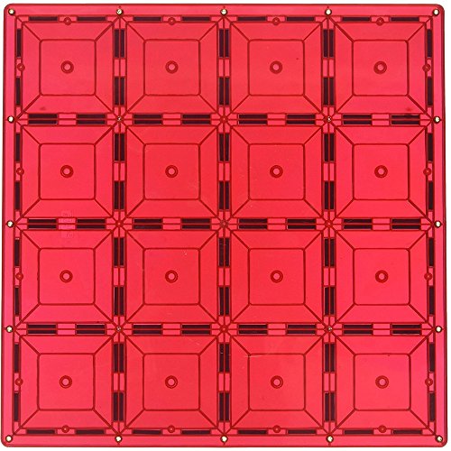 Magnetic Stick N Stack Stablizer Building Plate with 128 Enclosed Magnets, 12 x 12-Inch, Red