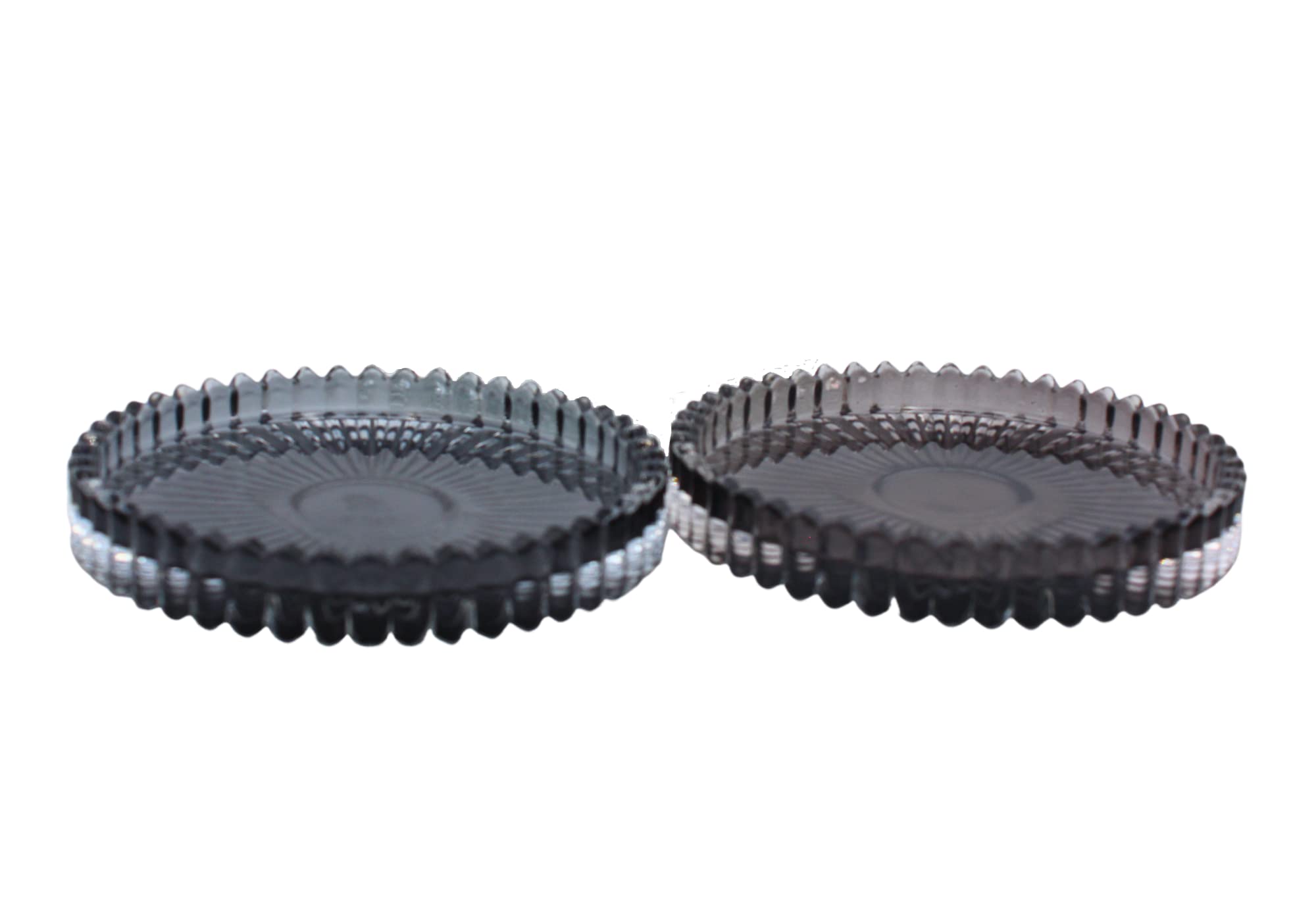 Dekohelden24 Set of 2 Round Glass Candle Plates/Coasters in Light and Dark Grey, Size H/Diameter Approx. 1.5 x 10 cm